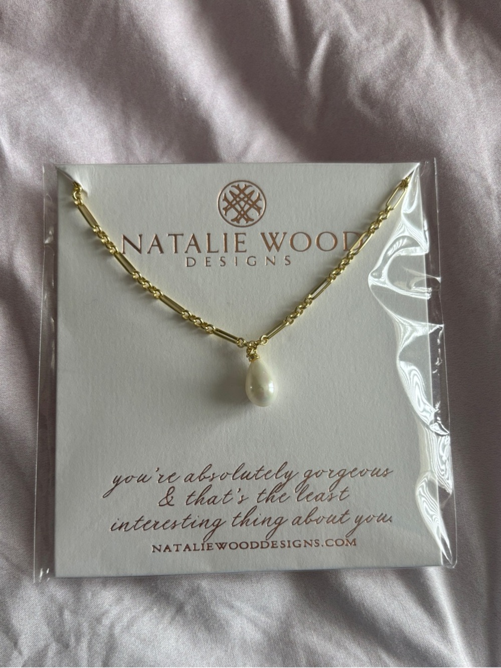 Natalie Wood Designs Gold Adorned Pearl Drop Necklace
